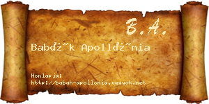Babák Apollónia névjegykártya
